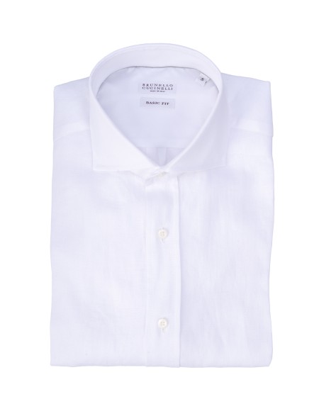 Shop BRUNELLO CUCINELLI  Camicia: Brunello Cucinelli camicia in lino.
Chiusura con cannoncino e bottoni di madreperla.
Polsini con un bottone in madreperla.
Easy fit.
Composizione: 100% lino.
Made in Italy.. MM6840028-C001